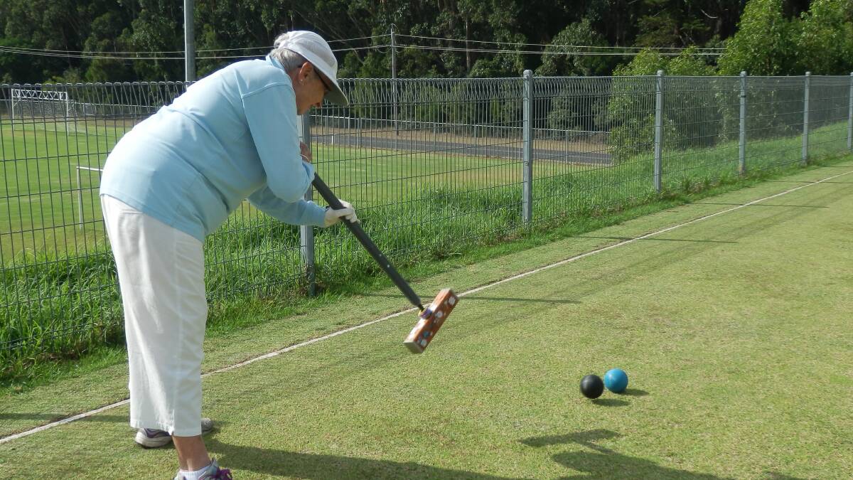 Denese McCann showing her skills which qualified her for entry to Croquet New South Wales Championship titles 2018 played in Sydney during March.