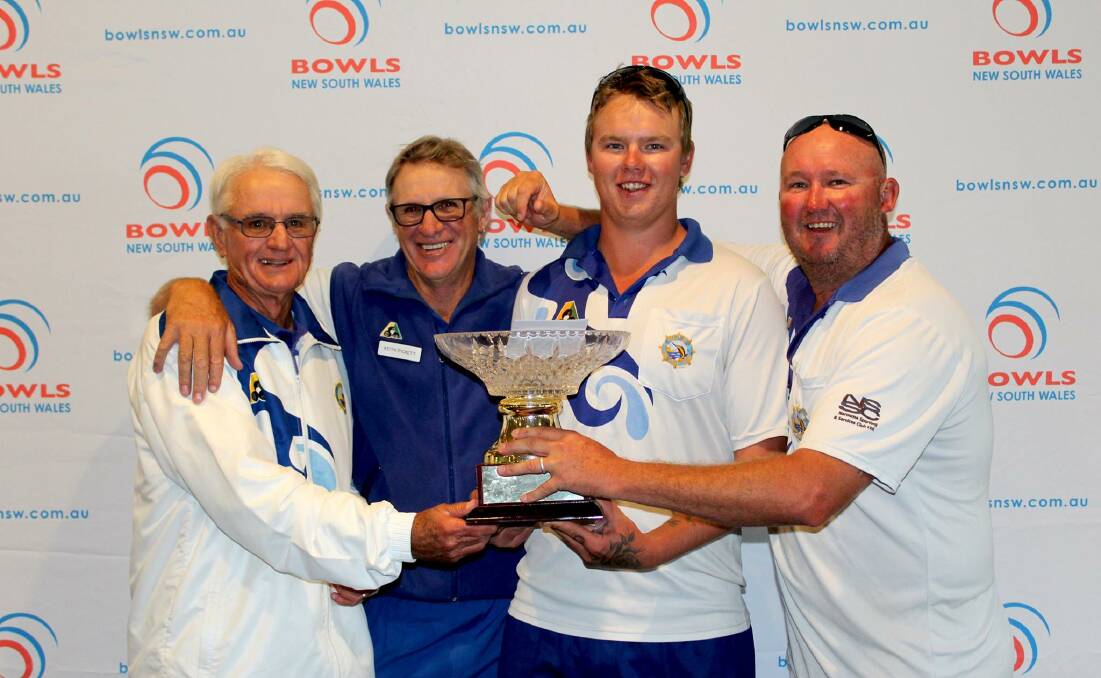STATE CHAMPS: Peter Hattam, Keith Pickett, Jay Breust (skip) and John Breust took out the 2017 NSW State Fours Championship at the Ettalong Bowling Club. Photo: Bowls NSW