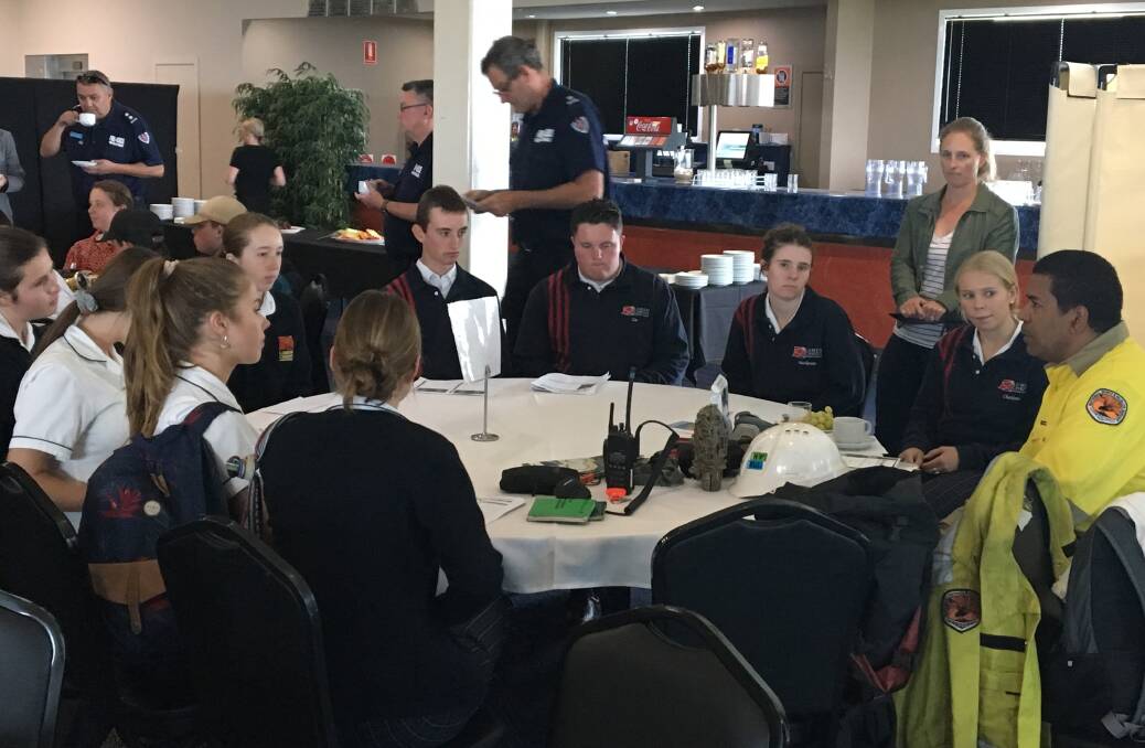 The National Parks and Wildlife Service speaks to students during the emergency services leadership day at the Narooma Golf Club on Wednesday, November 28.