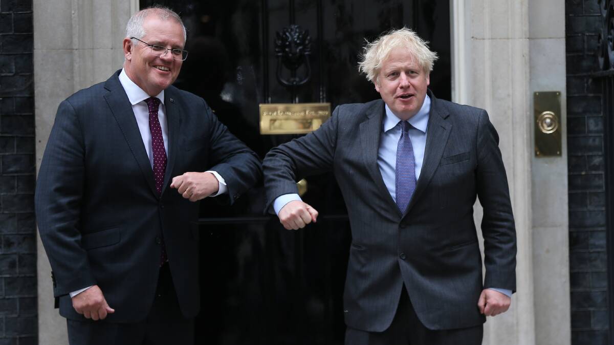 Prime Minister Scott Morrison and UK Prime Minister Boris Johnson. Picture: Shutterstock