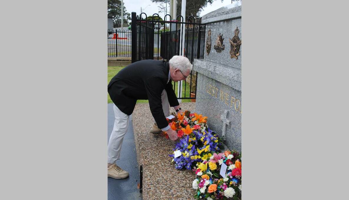 REMEMBRANCE DAY: Noel O’Hehir lays a wreath in honour of those men and women that fought during wars for Australia.