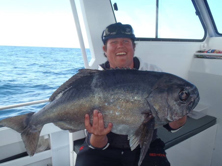BIG BLUE EYE: Client on board Charter Fish Narooma Chris Wilson with a hefty blue eye caught recently. 