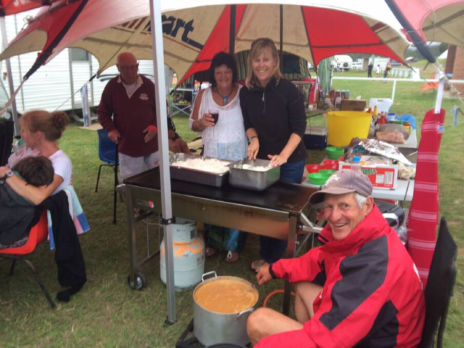 CURRY POWER: Support crew including  Graeme Swayer cooks up the secret weapon for the final leg - Michael's at Dalmeny delicious curry!