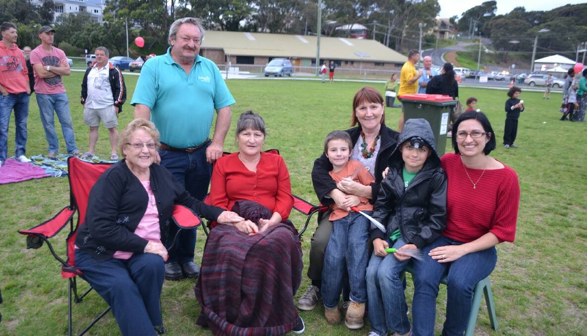 FOUR GENERATIONS: Four generations of the one family at the carols were nana Jean Lord, Adrian and Jenny Pomery, Jett Matthews-Bennett, Christine Simmons, Khan and Belinda Matthews-Bennett. 