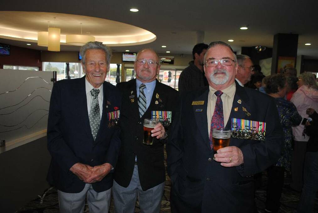 THE VETS: Owen Dean a spritely 93 years young, with Ted Poczyhajlo and Reg Maxted commemorating Remembrance Day on Monday. 