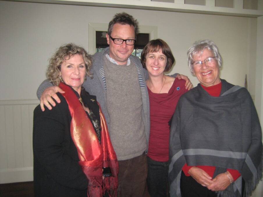 HUGH’S ANGELS: Far South Coast CWA ladies Nelleke Gorton, Louise Allery and Mary Williams pose for a photo with River Cottage founder Hugh Fearnley-Whittingstall at the end-of-series party.