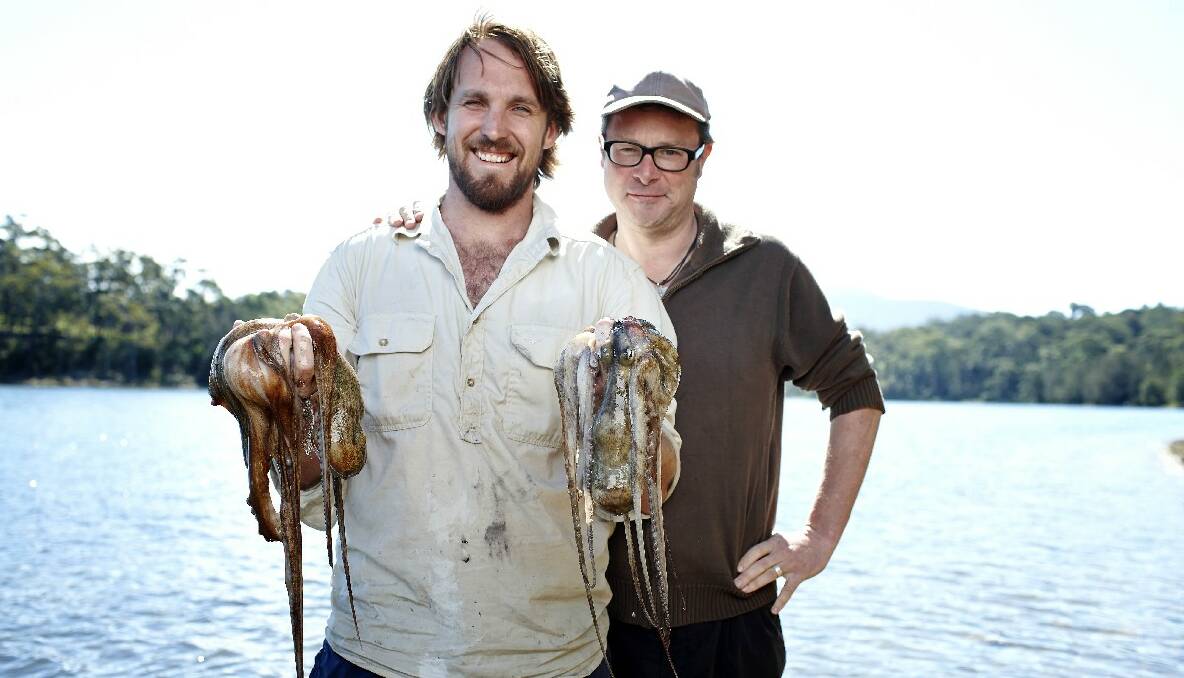 OCCIE HUNTING: Paul and Hugh and their fresh octopus catch from Wallaga Lake.