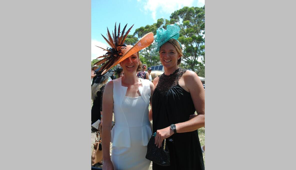 LIKE MY HAT: Dalys Whipp of Moruya and Clair Burbidge of Narooma sporting their gorgeous headwear. 