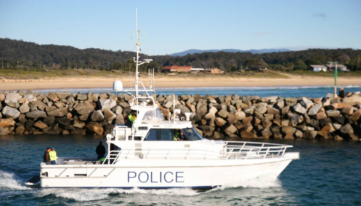 The police launch Falcon departs Bermagui harbour...