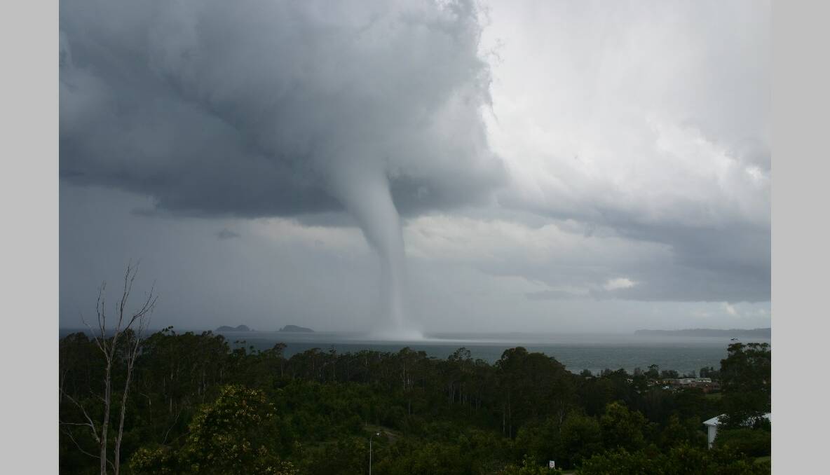 SUPER IMPRESSIVE: Long Beach resident and retired CSIRO scientist Ron Cottis snapped these fantastic shots of the waterspout. 