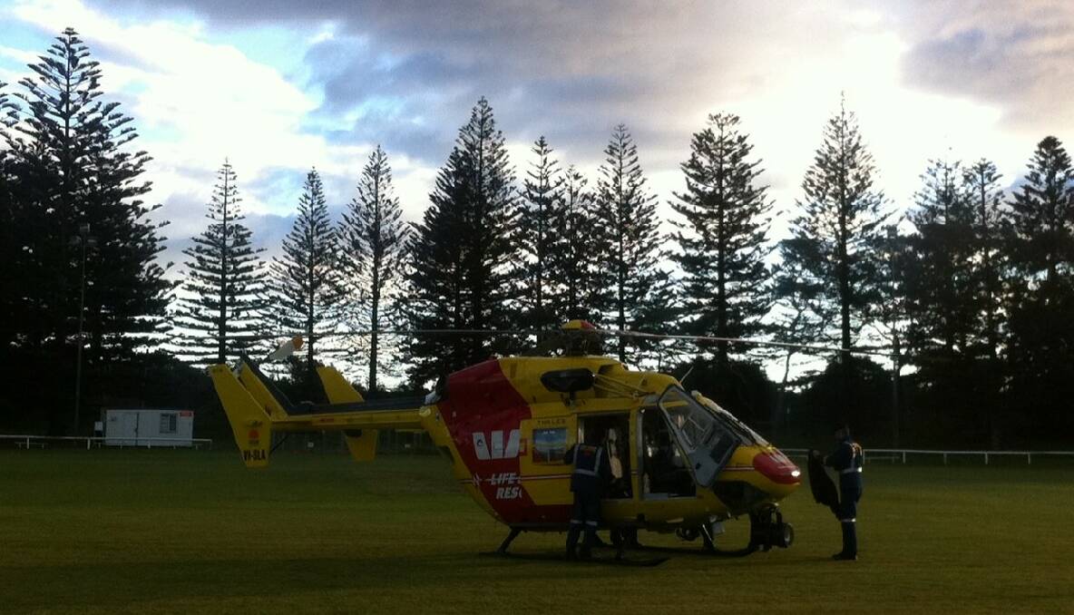 OVAL CHOPPERS: The Westpac Life Saver 3 and Navy chopper were popular attractions on Bermagui Oval on Saturday. 