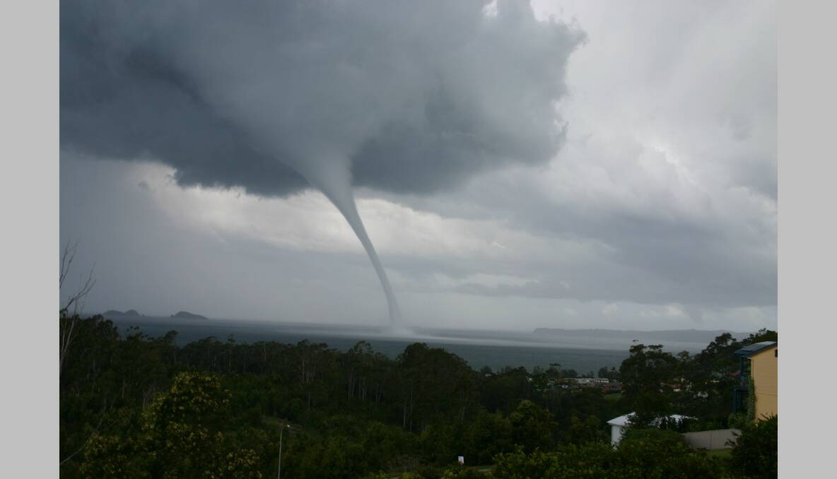SUPER IMPRESSIVE: Long Beach resident and retired CSIRO scientist Ron Cottis snapped these fantastic shots of the waterspout. 