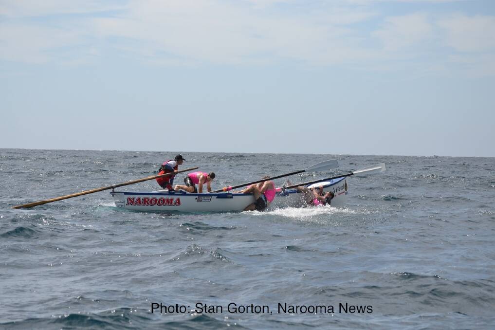 CREW CHANGE: Narooma conducts a crew change off Bermagui. Photo: Stan Gorton, Narooma News