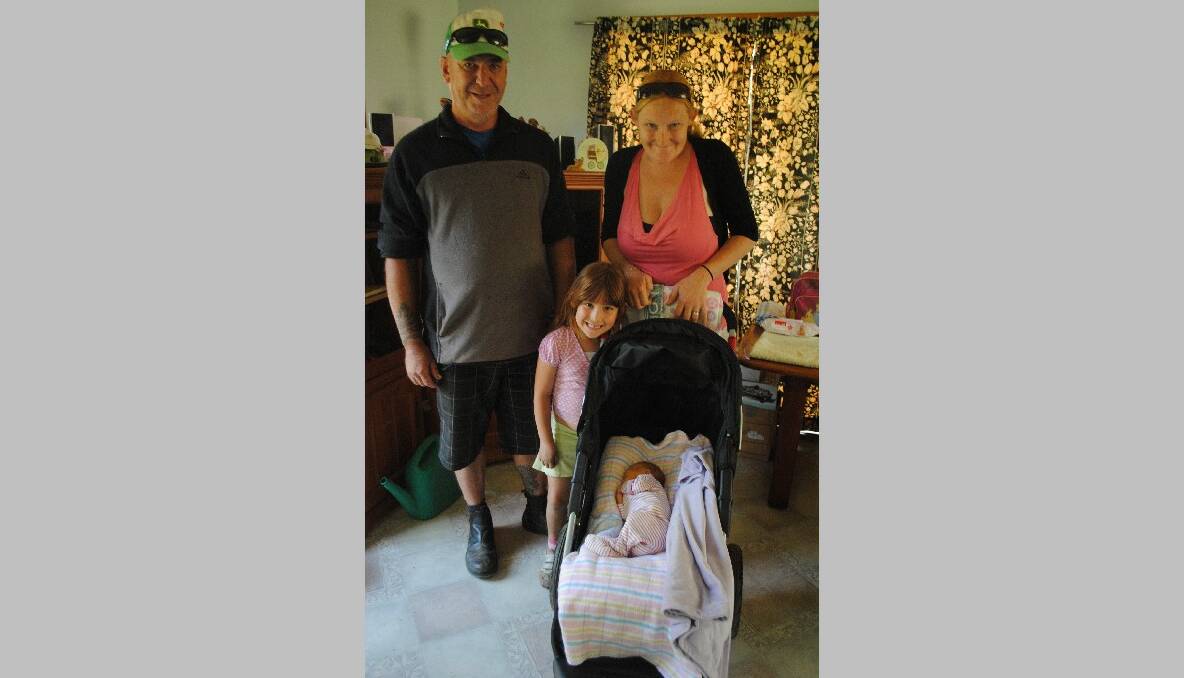 HASTY ARRIVAL: Dad and impromptu midwife Darren Mezzino, mum Paula Roberson, sister Tahlia and baby Patience.