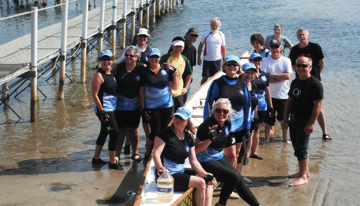 BLUE WATER DRAGONS: Narooma paddlers are Judy Whiting, Helen Hayes, Ed Proudfoot, Heather McMillan, Jane Mansergh, Gilly Kearney, Kathryn Essex, Leck Swadling, Sally Farrell and course presenter Chris Cheung as well as members of other South Coast clubs.