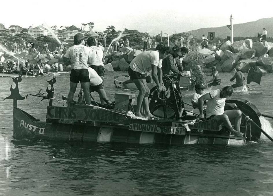 The Narooma Booma Festival was held in 1984 and 1985. These are some photos of the raft race that was held both years where people built and paddled their raft from Bar Beach to the Narooma bridge.